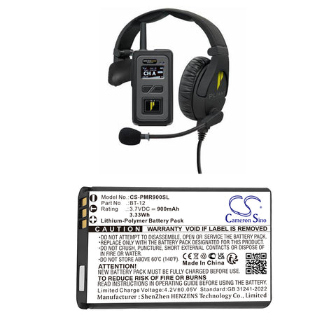 3.7V, Li-Polymer, 900mAh, Speaker battery fits Pliant, 031-450-3048, Microcom Xr, Microcom Xr900 All-in-one Head, 3.33Wh Speaker Cameron Sino Technology Limited