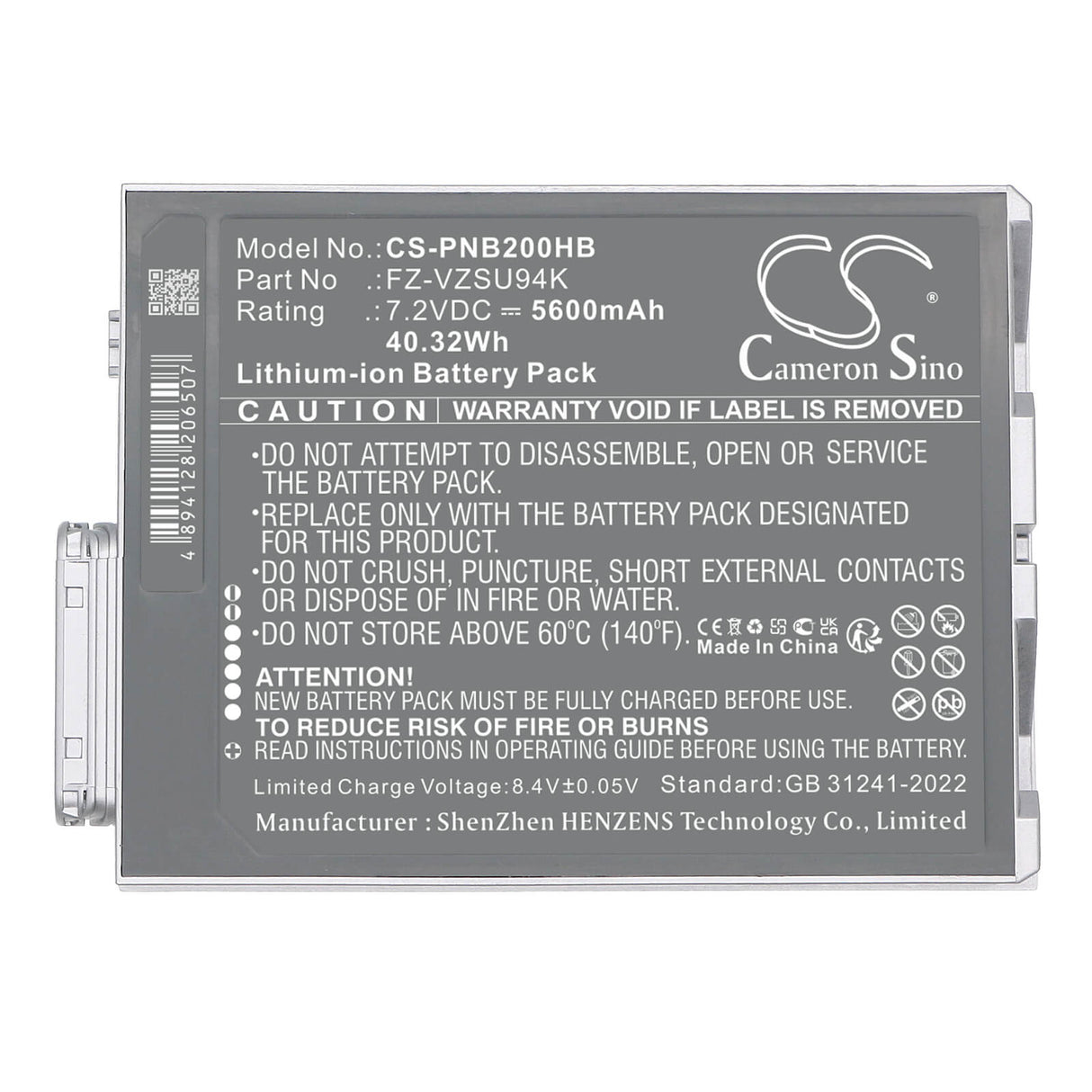 7.2V, Li-Polymer, 5600mAh Notebook, Laptop Battery fits Panasonic, Fz-b2, Fz-m1, 40.32Wh Notebook, Laptop Cameron Sino Technology Limited