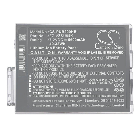 7.2V, Li-Polymer, 5600mAh Notebook, Laptop Battery fits Panasonic, Fz-b2, Fz-m1, 40.32Wh Notebook, Laptop Cameron Sino Technology Limited