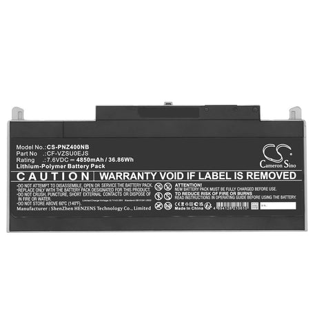 7.6V, Li-Polymer, 4850mAh, Notebook, Laptop battery fits Panasonic, Cf-rz4, Cf-rz5, 36.86Wh Notebook, Laptop Cameron Sino Technology Limited