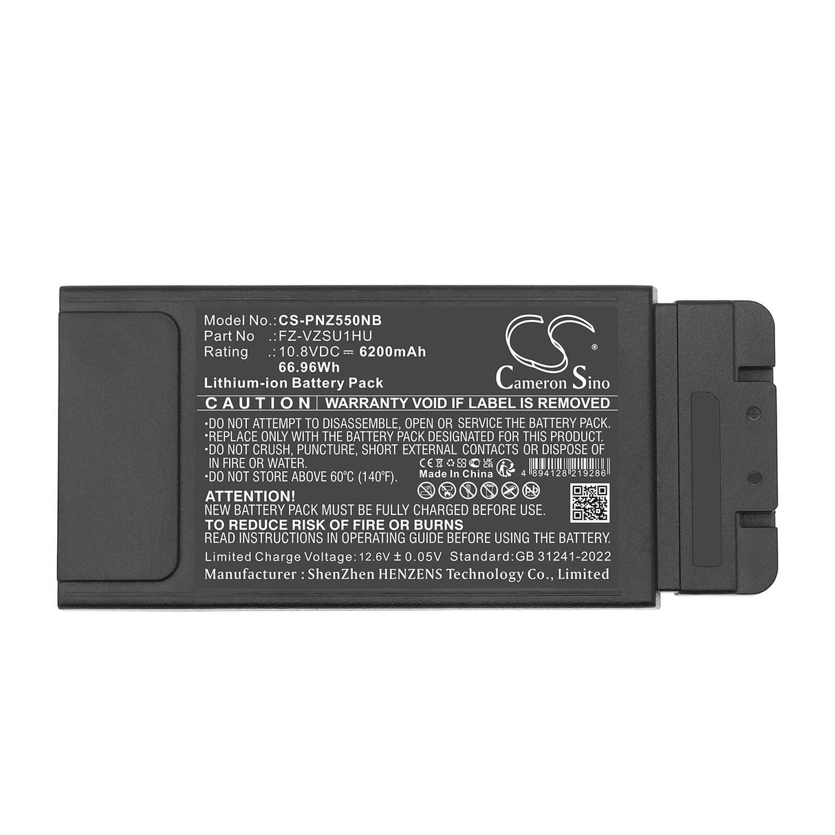 10.8V, Li-ion, 6200mAh, Notebook, Laptop battery fits Panasonic, FZ-VSD55151W, Toughbook FZ-55 MK1, Toughbook FZ-55 MK2, 66.96Wh Notebook, Laptop Cameron Sino Technology Limited