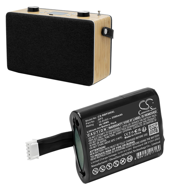 10.8V, Li-ion, 3350mAh, DAB Digital battery fits Roberts, BP18650-3S1P, Revival Icon, Stream 95i, 36.18Wh DAB Digital Cameron Sino Technology Limited