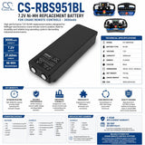 Batterie de grue pour Scanreco, 16131, 590, 592, 960 7,2 V, 3 000 mAh - 21,60 Wh