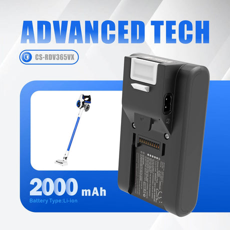18.0V, Li-ion, 2000mAh, Vacuum battery fits Redmond, INR18650-5, RV-UR365, 36.0Wh Vacuum Cameron Sino Technology Limited