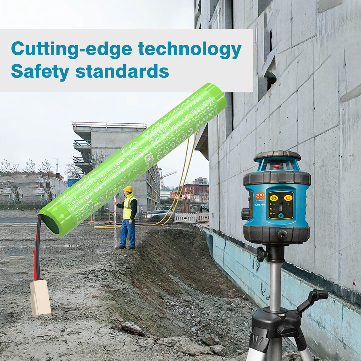 2.4V, Ni-MH, 1700mAh, Equipment, Survey, Test battery fits Geo-Fennel, 10-08320, FL190, Rotationslaser EL 515 Plus, 4.08Wh Equipment, Survey, Test Cameron Sino Technology Limited