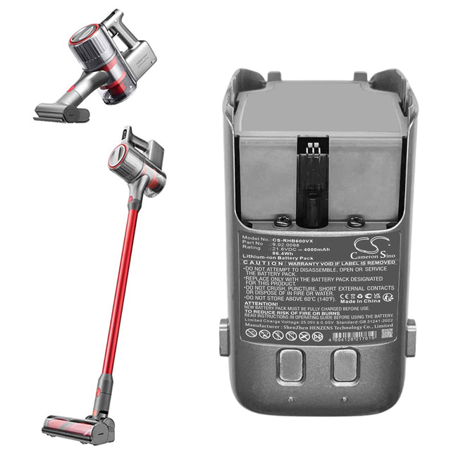 21.6V, Li-ion, 4000mAh, Vacuum battery fits Roborock, 9.02.0098, H6, H6 Handheld Cordless Vacuum Cl, 86.4Wh Vacuum Cameron Sino Technology Limited