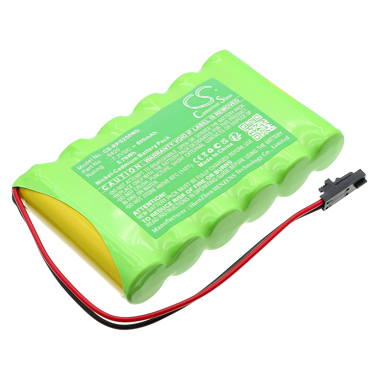 7.2V, Ni-CD, 800mAh, Medical battery fits Respironics, 6420, 2500 Smart Recorder, 5.76Wh Medical Cameron Sino Technology Limited (Medical)
