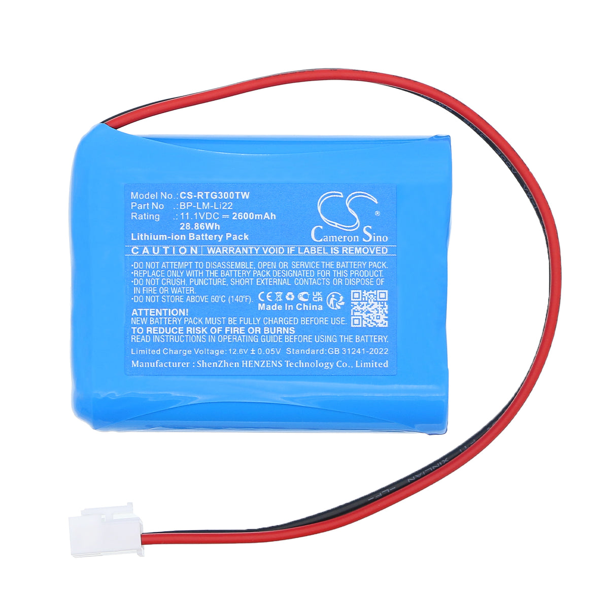 11.1V, Li-ion, 2600mAh, Two-Way Radio battery fits Ritron, BP-LM-Li22, Generation 3 LoudMouth Receivers, 28.86Wh Two-Way Radio Cameron Sino Technology Limited