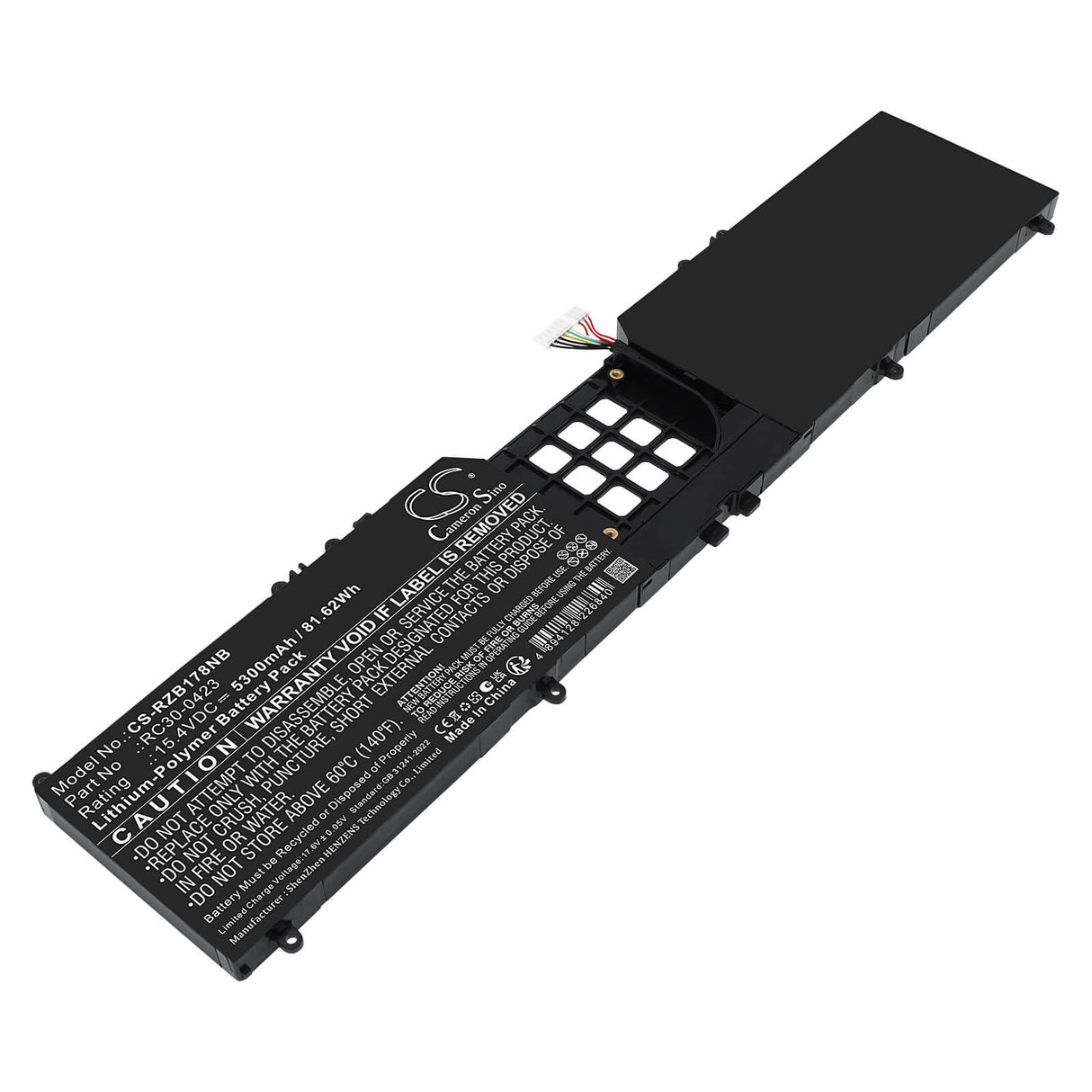 15.4V, Li-Polymer, 5300mAh, Notebook, Laptop battery fits Razer, RC30-0423, Blade 17 Early 2022, Blade 17 RTX 3080 Ti, 81.62Wh Notebook, Laptop Cameron Sino Technology Limited