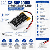 3.7V, Li-Polymer, 250mAh, Dog Collar battery fits Dogtra, Bp37p330, 202c, 280c, 0.93Wh Dog Collar Cameron Sino Technology Limited