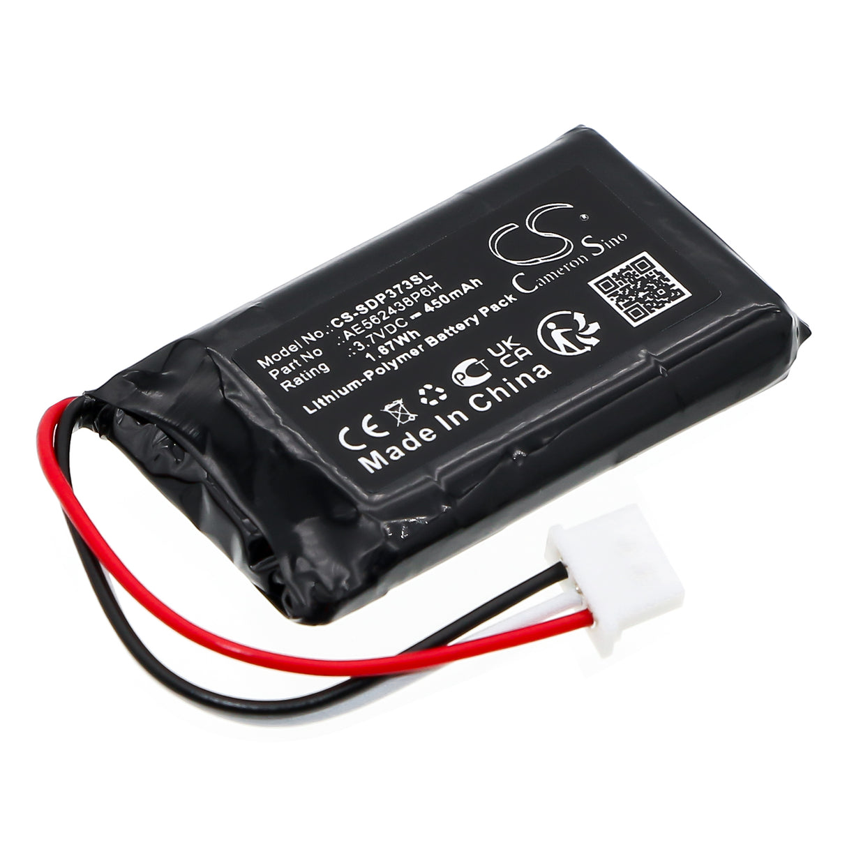 3.7V, Li-Polymer, 450mAh, Dog Collar battery fits Dogtra, Ae562438p6h, Transmitter 280c, Transmitter Iq, 1.67Wh Dog Collar Cameron Sino Technology Limited