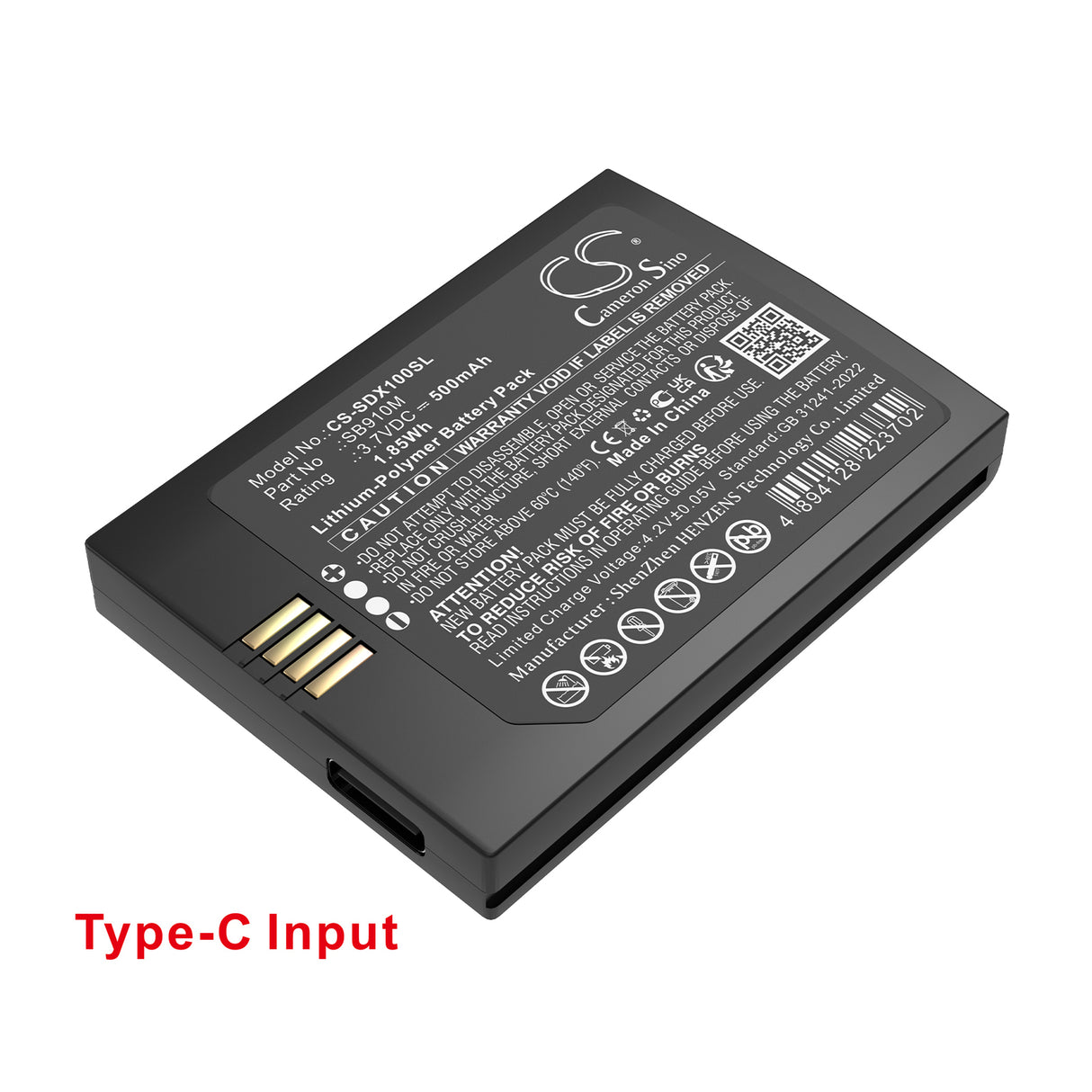 3.7V, Li-Polymer, 500mAh, Transmitters & Receiver battery fits Shure, 95A24863, ADX1M, ADX1M bodypack transmitter, 1.85Wh Transmitters & Receiver Cameron Sino Technology Limited