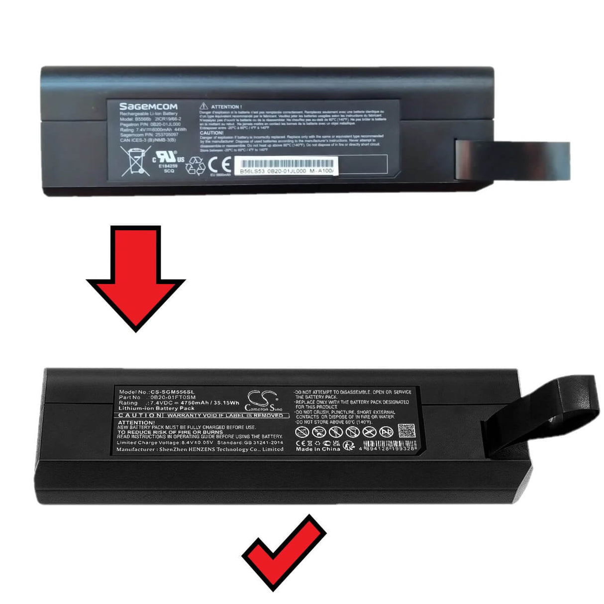 7.4V, Li-ion, 4750mAh, Cable modem battery fits Bell home hub & Sagemcom, B5566b, B5566a 35.15Wh Cable Modem Cameron Sino Technology Limited