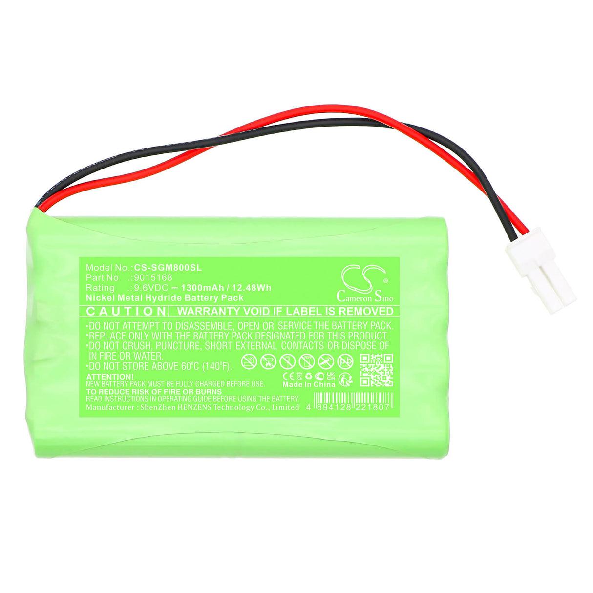 9.6V, Ni-MH, 1300mAh, Smart Home battery fits Simu, 9015168, GM1000, GM800, 12.48Wh Smart Home Cameron Sino Technology Limited