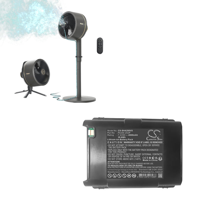 7.4V, Li-ion, 4000mAh, Fans battery fits Shark, Fa200-2s2p, Fa200, Flexbreeze Fan, 29.6Wh Fans Cameron Sino Technology Limited