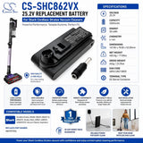 25.2V, Li-ion, 2000mAh, Vacuum battery fits Shark, Xbatr725sl, Cordless Stratos, Iz840h, 50.4Wh Vacuum Cameron Sino Technology Limited