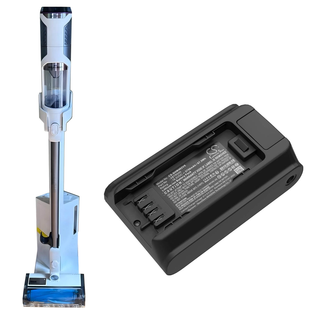18.0V, Li-ion, 3750mAh, Vacuum battery fits Shark, Iw4624, Iw4625, 67.5Wh Vacuum Cameron Sino Technology Limited