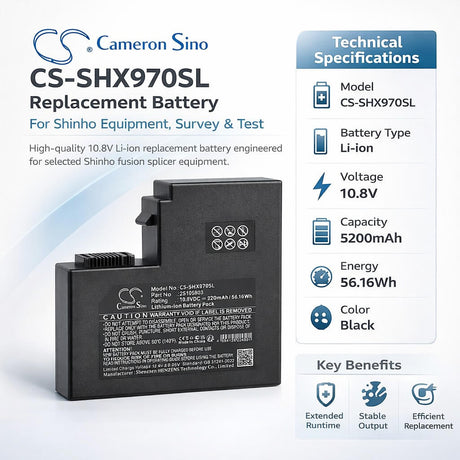 10.8V, Li-ion, 5200mAh, Equipment, Survey, Test battery fits Shinho, 25105803, S16 Fusion Splicer, X-11E Fusion Splicer, 56.16Wh Equipment, Survey, Test Cameron Sino Technology Limited
