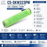 3.6V, Ni-MH, 2200mAh, Power Tools battery fits Skil, 2610353543, 2238 Cordless Power Wrench, 7.92Wh Power Tools Cameron Sino Technology Limited