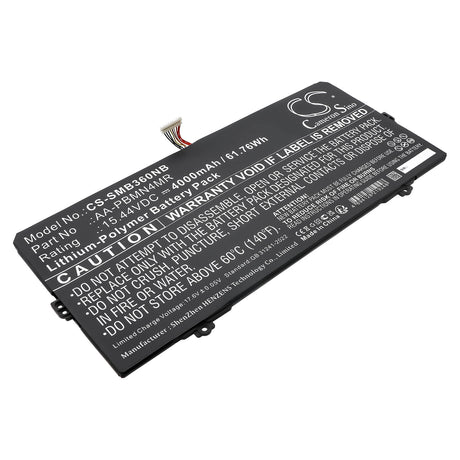 15.44V, Li-Polymer, 4000mAh, Notebook, Laptop battery fits Samsung, AA-PBMN4MR, Galaxy Book Pro 360 13, GALAXY BOOK PRO NP930XDB-KD1HK, 61.76Wh Notebook, Laptop Cameron Sino Technology Limited