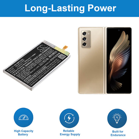 Principal Côté, 3,88V, Li-Polymer, 2050mAh, Mobile, Batterie de Smartphone convient à Samsung, EB-BF916ABY, Galaxy W21 5G, Galaxy Z Fold2, 7,95Wh Mobile, Smartphone Cameron Sino Technology Limited