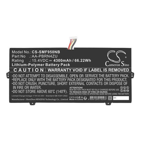 15.4V, Li-Polymer, 4300mAh, Notebook, Laptop battery fits Samsung, AA-PBRN4ZU, 930QCJ, 930XCJ, 66.22Wh Notebook, Laptop Cameron Sino Technology Limited