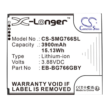 3.88V, Li-ion, 3900mAh, Mobile, SmartPhone battery fits Samsung, GH43-05270A, Galaxy XCover7 Pro, SM-G766B, 15.13Wh Mobile, SmartPhone Cameron Sino Technology Limited