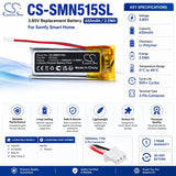 3.85V, Li-Polymer, 650mAh, Smart Home battery fits Somfy, 901642, 515657C, 5121348A, 2.5Wh Smart Home Cameron Sino Technology Limited