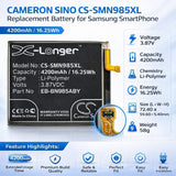 3.87V, Li-Polymer, 4200mAh, SmartPhone battery fits Samsung, Eb-bn985aby, Galaxy Note 20 Ultra, Galaxy Note 20 Ultra Uw 5g, 16.25Wh Mobile, SmartPhone Cameron Sino Technology Limited (Smartphone)