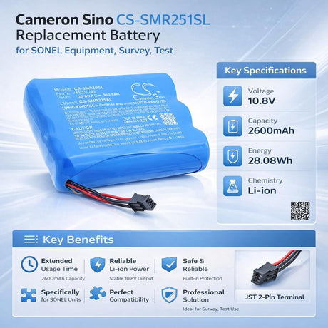 10.8V, Li-ion, 2600mAh, Equipment, Survey, Test battery fits SONEL, AKU-29, MIC-2511, 28.08Wh Equipment, Survey, Test Cameron Sino Technology Limited