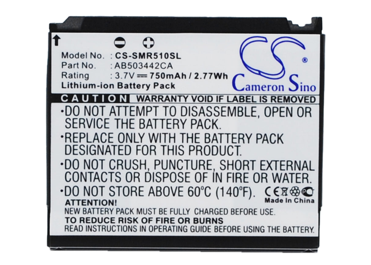3.7V, Li-ion, 750mAh, Mobile, SmartPhone battery fits Samsung, AB503442BABSTD, SCH-R500, SCH-R510, 2.78Wh Mobile, SmartPhone Cameron Sino Technology Limited