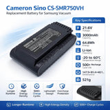 21.6V, Li-ion, 3000mAh, Vacuum battery fits Samsung, DJ96-00221A, DJ96-00227A, Jet 70, 64.8Wh Vacuum Cameron Sino Technology Limited