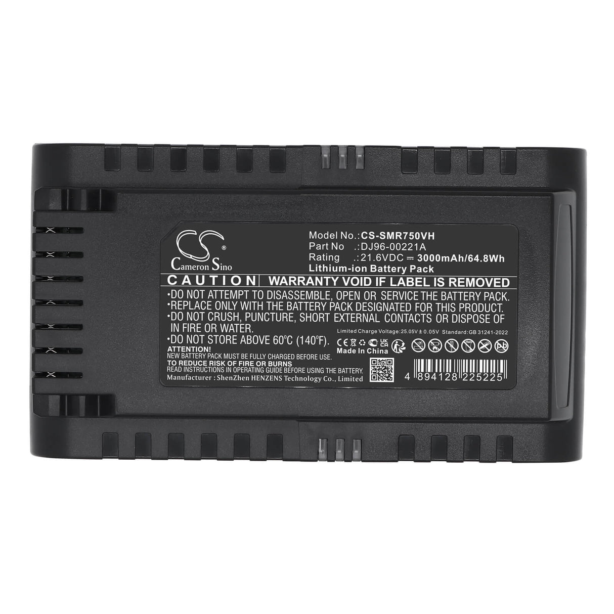 21.6V, Li-ion, 3000mAh, Vacuum battery fits Samsung, DJ96-00221A, DJ96-00227A, Jet 70, 64.8Wh Vacuum Cameron Sino Technology Limited