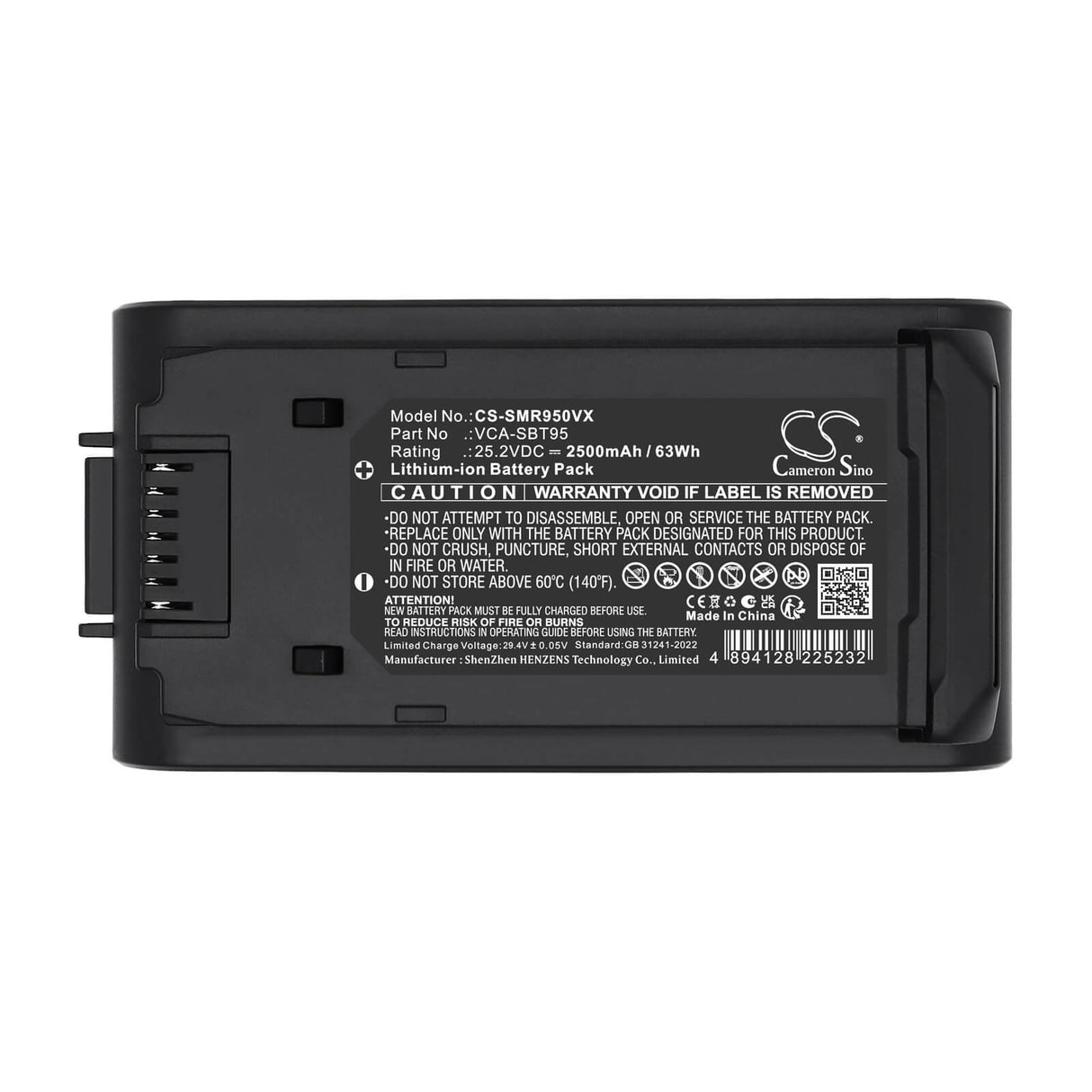 25.2V, Li-ion, 2500mAh, Vacuum battery fits Samsung, VCA-SBT95, Bespoke Jet Pet Stick Vacuum, Jet 85, 63Wh Vacuum Cameron Sino Technology Limited