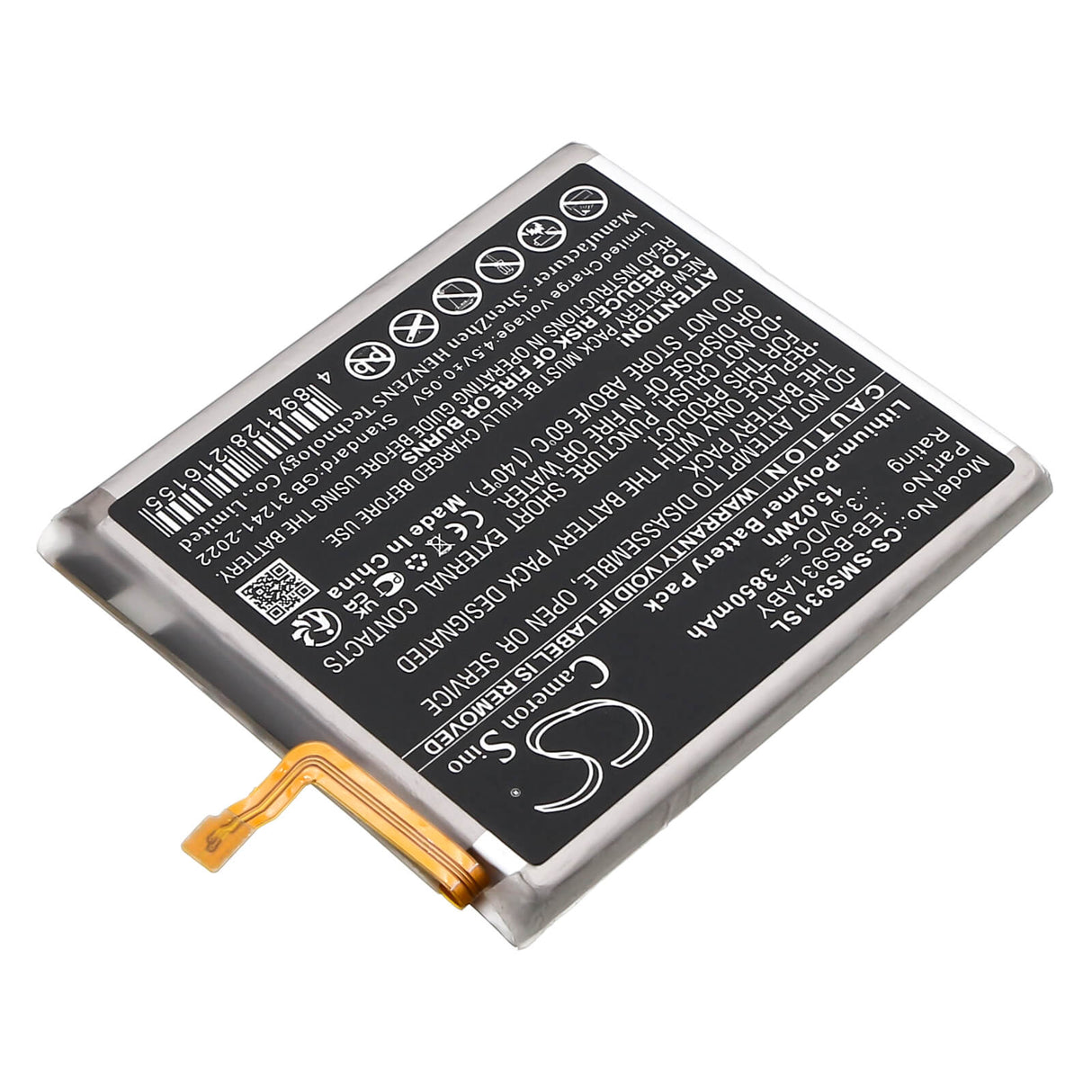 3.9V, Li-Polymer, 3850mAh, Mobile, SmartPhone battery fits Samsung, Eb-bs931aby, Galaxy S25 5g, Sm-s9310, 15.02Wh Mobile, SmartPhone Cameron Sino Technology Limited (Smartphone)