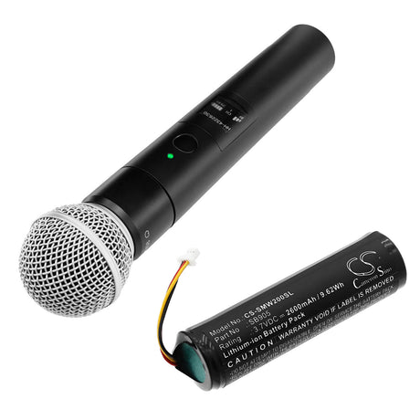 3.7V, Li-ion, 2600mAh, Transmitters & Receiver battery fits Shure, 95a35233, Mxw Handheld Transmitter, Mxw2 Handheld Transmitter, 9.62Wh Transmitters & Receiver Cameron Sino Technology Limited