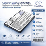 3.85V, Li-Polymer, 4800mAh, Tablet battery fits Samsung, EB-BX306GBY, Galaxy Tab Active 5 (WiFi), Galaxy Tab Active 5 5G, 18.48Wh Tablet Cameron Sino Technology Limited