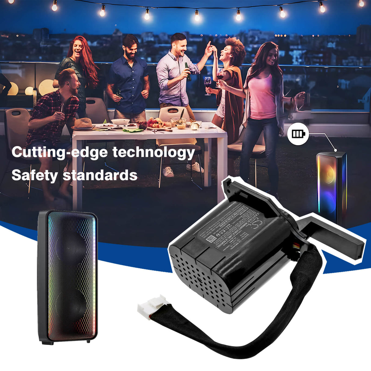 7.4V, Li-ion, 7200mAh, Speaker battery fits Samsung, AH81-15582A, MX-ST40B, MX-ST40B/XY, 53.28Wh Speaker Cameron Sino Technology Limited