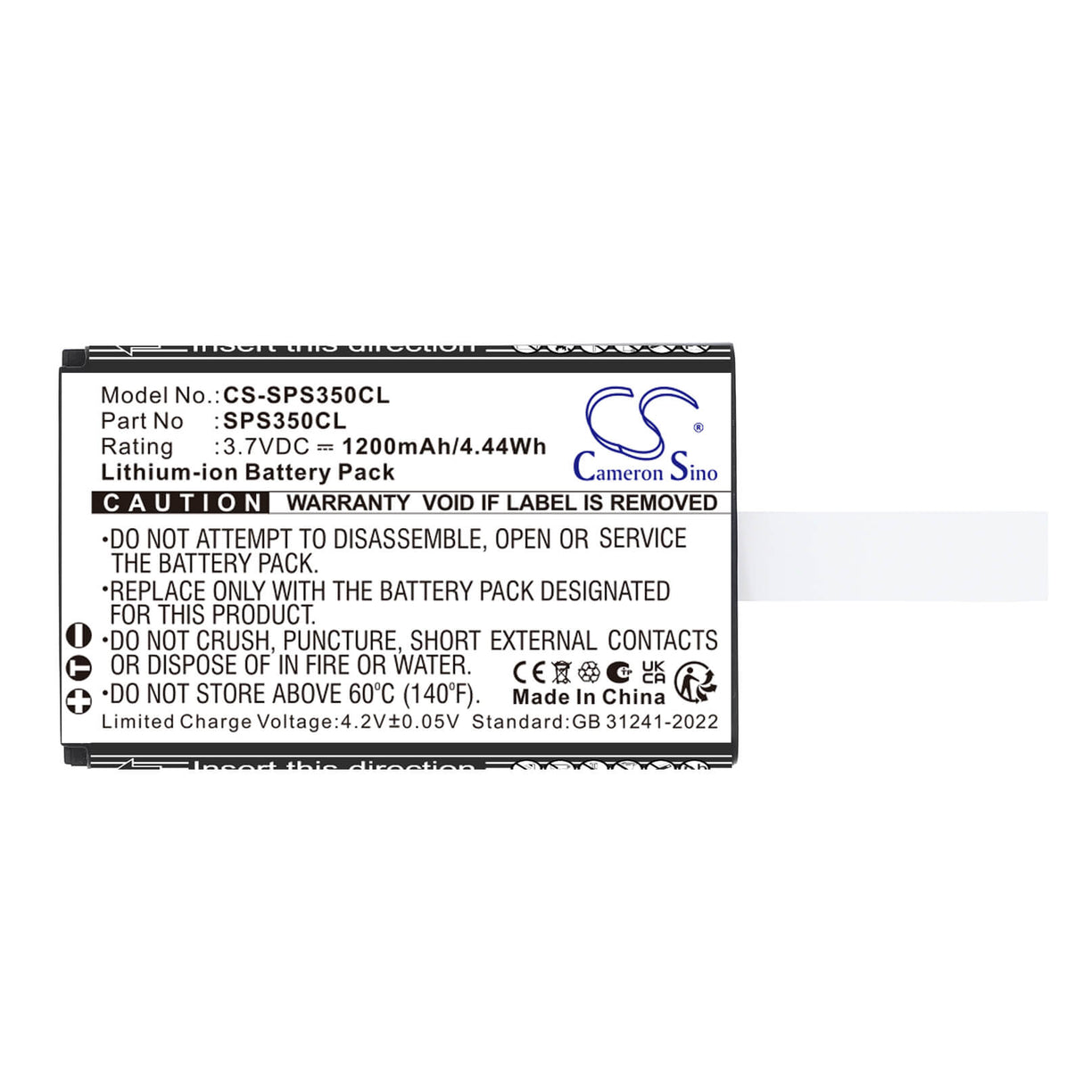 3.7V, Li-ion, 1200mAh, Cordless Phone battery fits SpectraLink, 84743432, S35 DECT Handset, S37 S35 DECT Handset, 4.44Wh Cordless Phone Cameron Sino Technology Limited