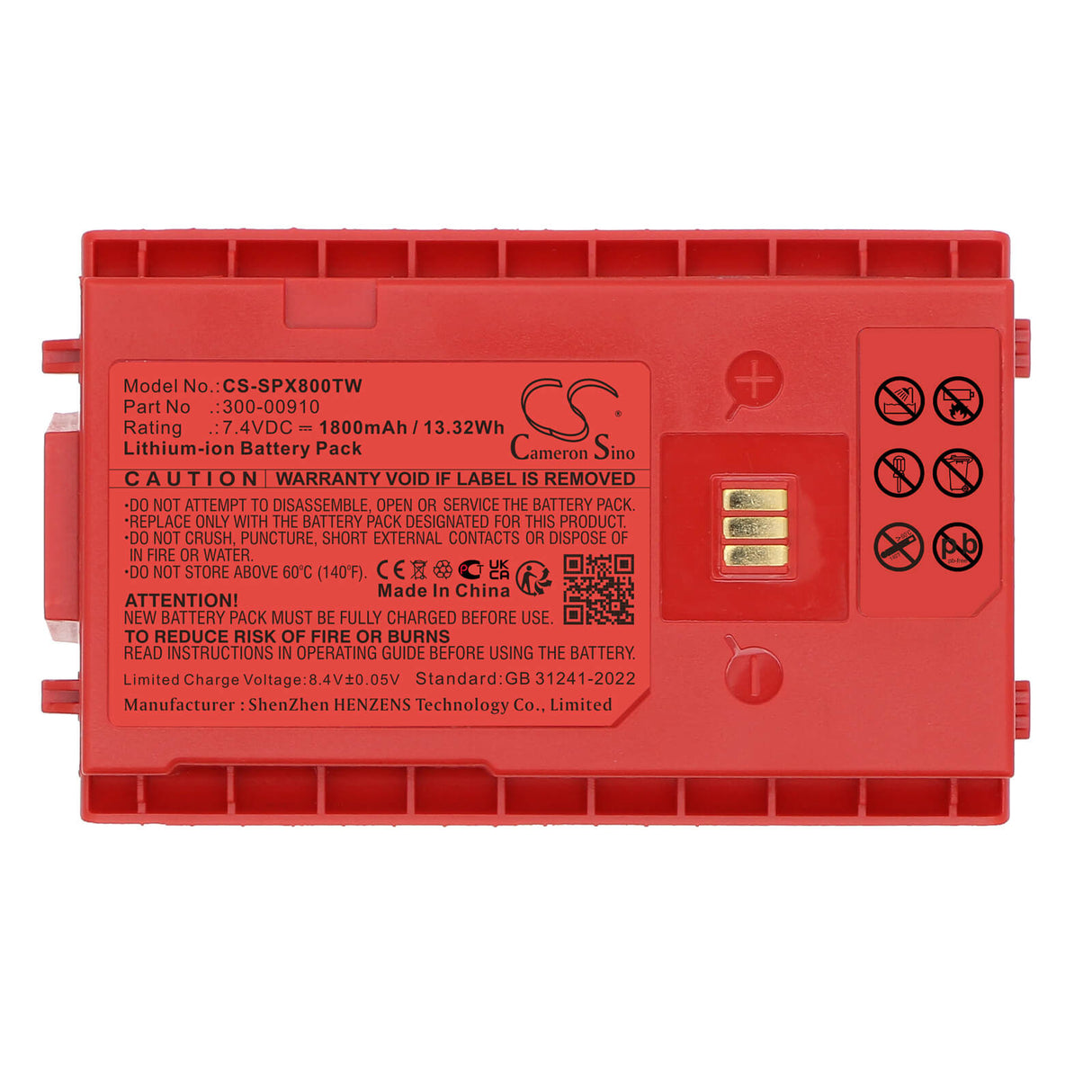 7.4V, Li-ion, 1800mAh, Two-Way Radio battery fits Sepura, 300-00910, STP8X, STP8X000, 13.32Wh Two-Way Radio Cameron Sino Technology Limited