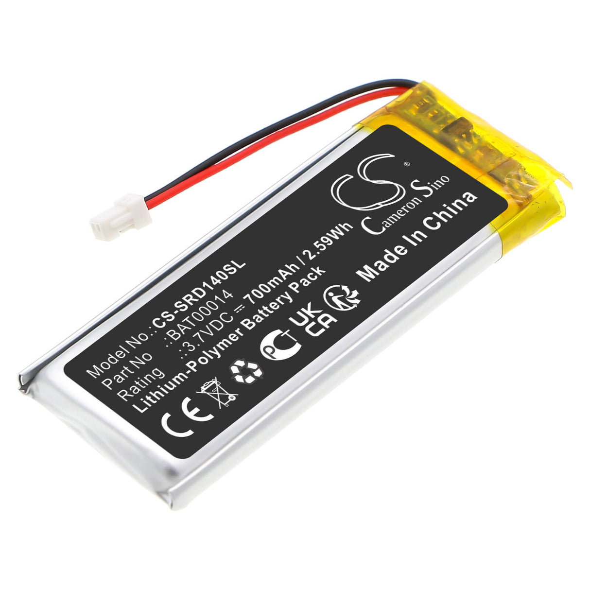 3.7V, Li-Polymer, 700mAh, Wireless Headset battery fits Cardo, Bat00014, Packtalk Edge, 2.59Wh Wireless Headset Cameron Sino Technology Limited