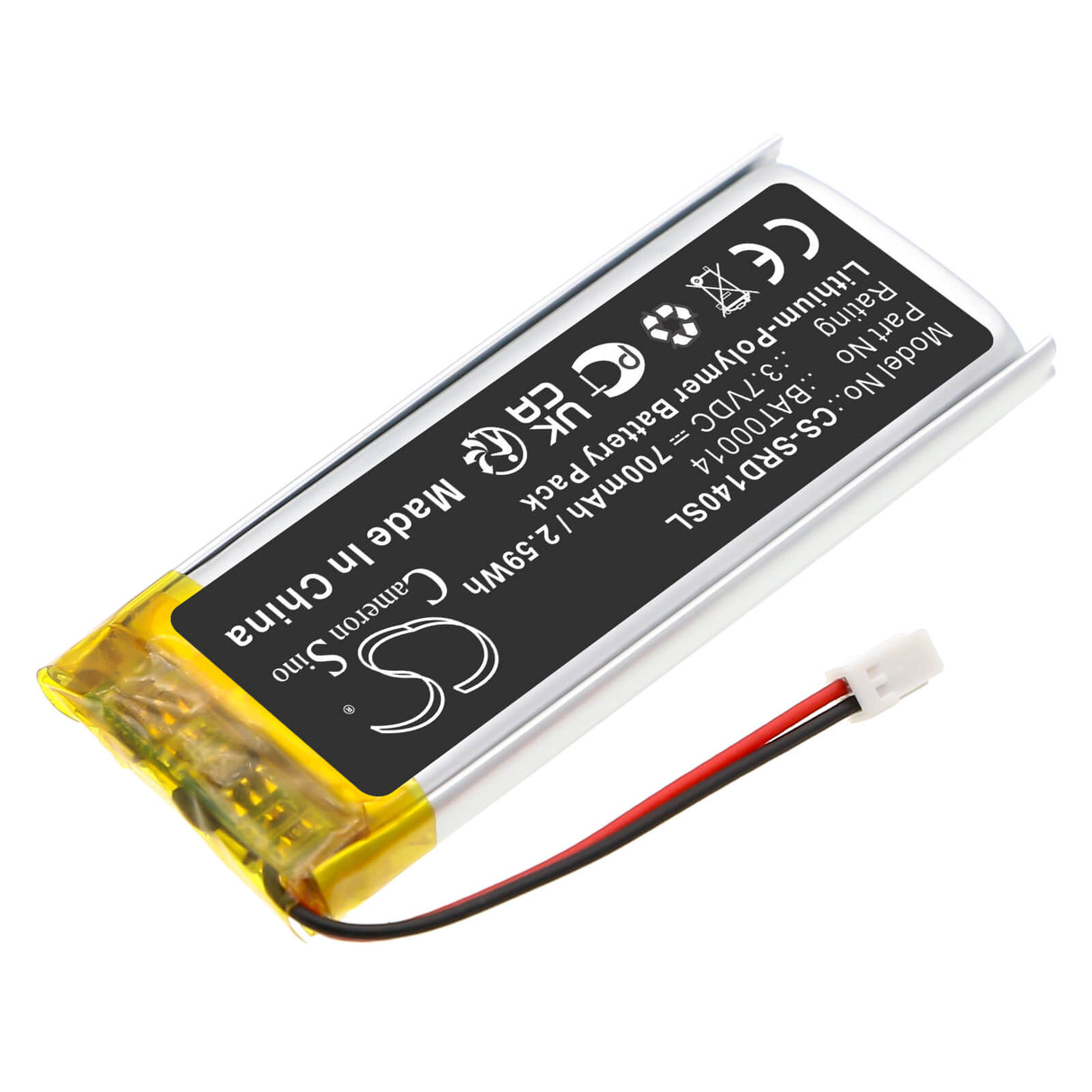 3.7V, Li-Polymer, 700mAh, Wireless Headset battery fits Cardo, Bat00014, Packtalk Edge, 2.59Wh Wireless Headset Cameron Sino Technology Limited