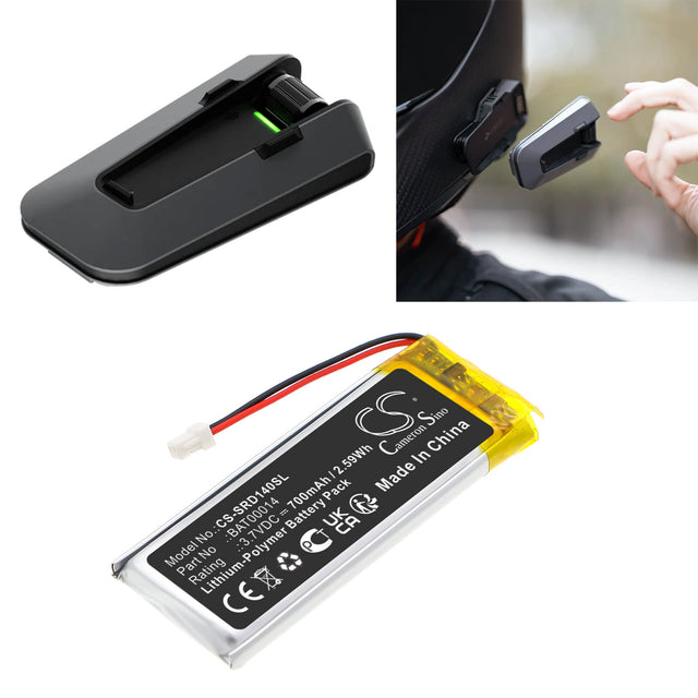 3.7V, Li-Polymer, 700mAh, Wireless Headset battery fits Cardo, Bat00014, Packtalk Edge, 2.59Wh Wireless Headset Cameron Sino Technology Limited