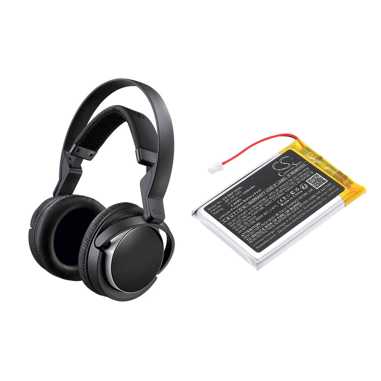 3.7V, Li-Polymer, 1200mAh, Wireless Headset battery fits Sony, Bp-hp1200, Mdr-ds7000, Mdr-rf7000, 4.44Wh Wireless Headset Cameron Sino Technology Limited