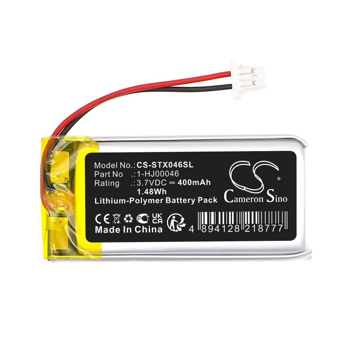 3.7V, Li-Polymer, 400mAh, Wireless Headset battery fits Samson, 1-hj00046, Atx Wireless Transmitter, 1.48Wh Wireless Headset Cameron Sino Technology Limited