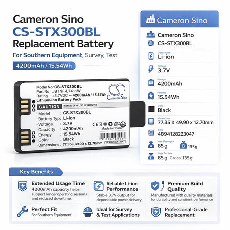 3.7V, Li-ion, 4200mAh, Equipment, Survey, Test battery fits Southern, BTNF-L7411W, Polaris X3 Sanding Reed Handbook, 15.54Wh Equipment, Survey, Test Cameron Sino Technology Limited