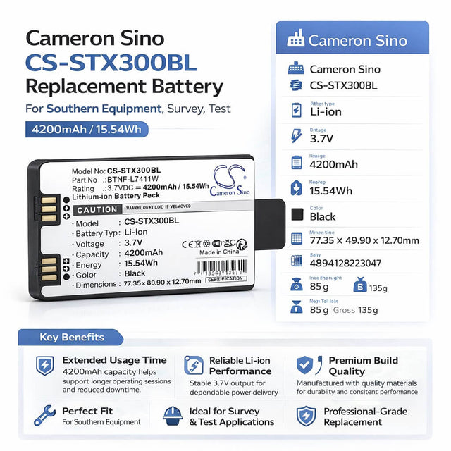 3.7V, Li-ion, 4200mAh, Equipment, Survey, Test battery fits Southern, BTNF-L7411W, Polaris X3 Sanding Reed Handbook, 15.54Wh Equipment, Survey, Test Cameron Sino Technology Limited
