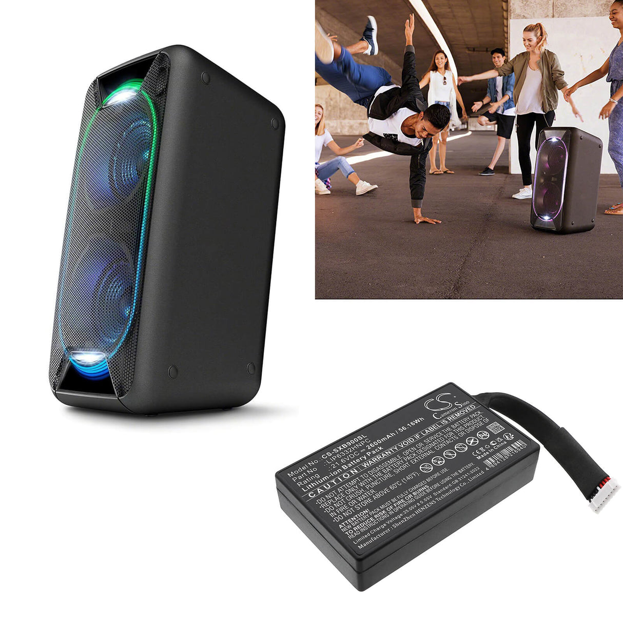 21.6V, Li-ion, 2600mAh, Speaker battery fits Sony, 1-853-679-11, GTK-XB90, 56.16Wh Speaker Cameron Sino Technology Limited