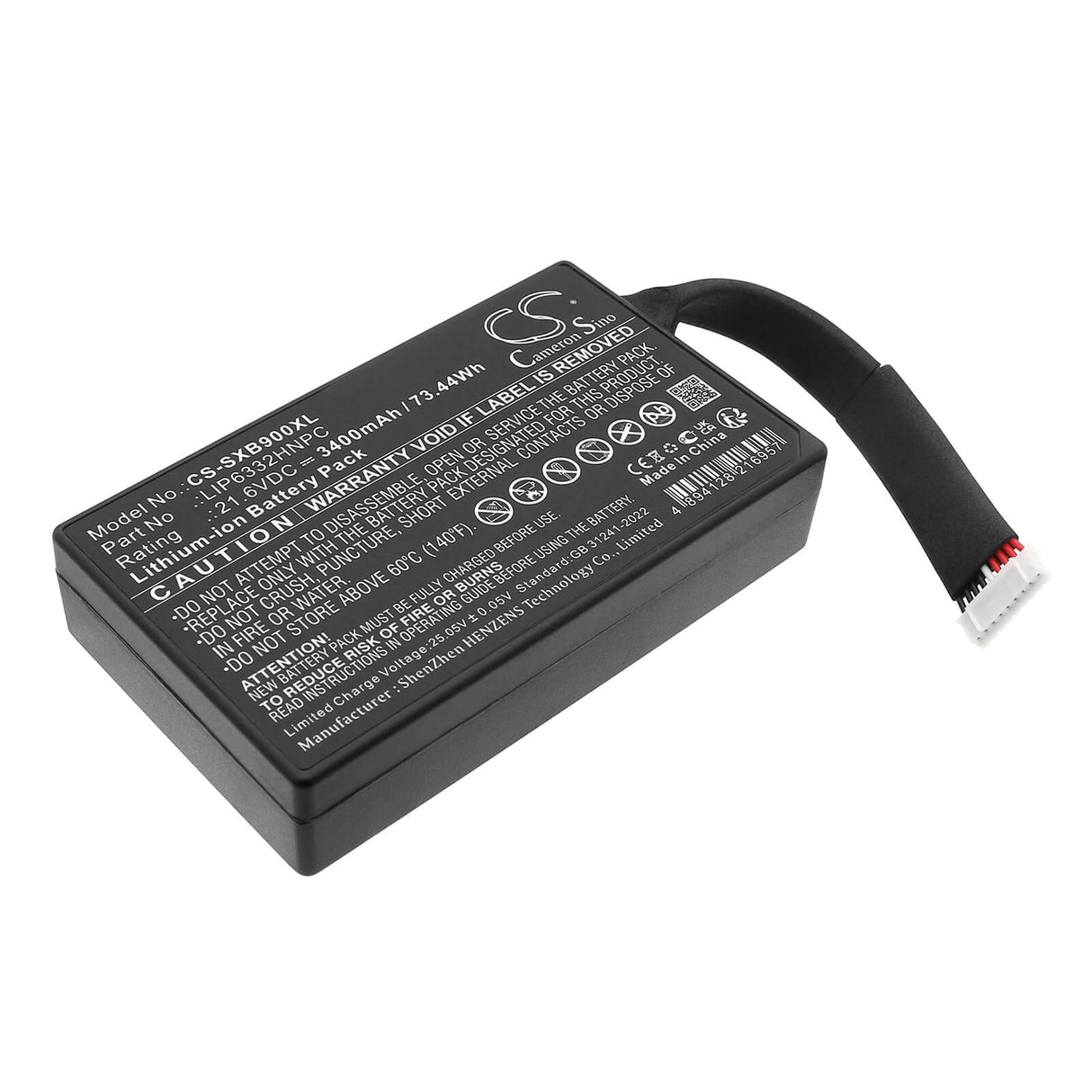 21.6V, Li-ion, 3400mAh, Speaker battery fits Sony, 1-853-679-11, GTK-XB90, 73.44Wh Speaker Cameron Sino Technology Limited