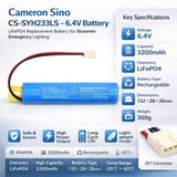 6.4V, LiFePO4, 3200mAh, Emergency Lighting battery fits Streamer, YHBAL2-3.3, YHBAL2-3.3, 20.48Wh Emergency Lighting Cameron Sino Technology Limited